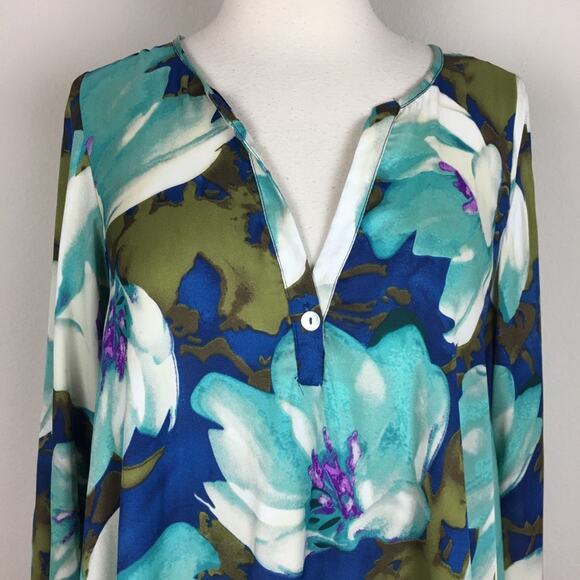 Show Me Your Mumu Green  Blue Floral Jamie Tunic/ Mini Dress Small - Picture 3 of 10